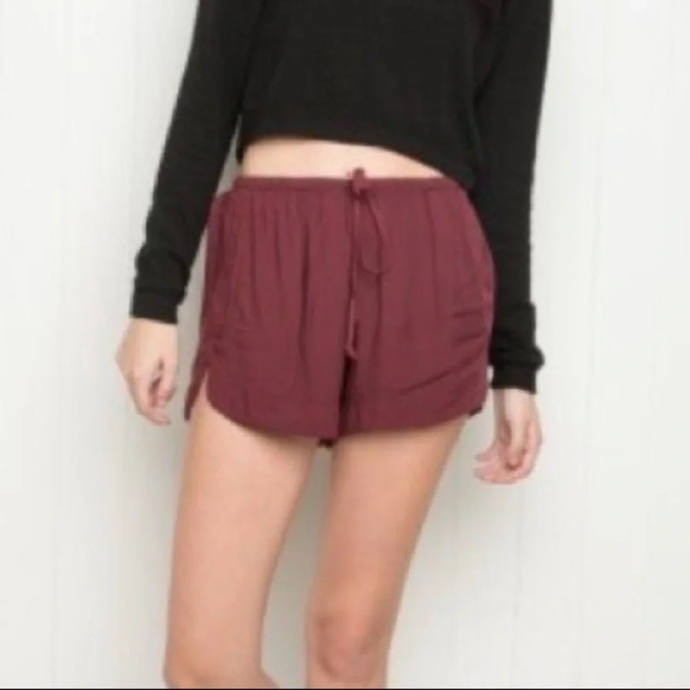 Brandy Melville Burgundy Eve Drawstring Shorts - Picture 2 of 11